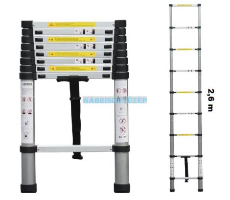 Teleszkópos, kitolható, alumínium létra, 260cm
