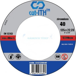 Csiszolókorong, fémhez, kúpos T27, A24R, 125x6,4x22