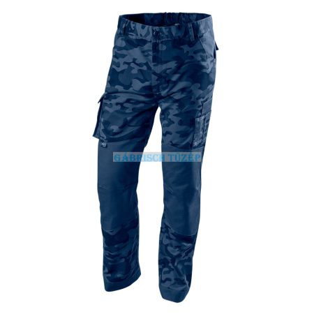 Férfi munkásnadrág, Camo Navy line NEO kék-terepmintás L